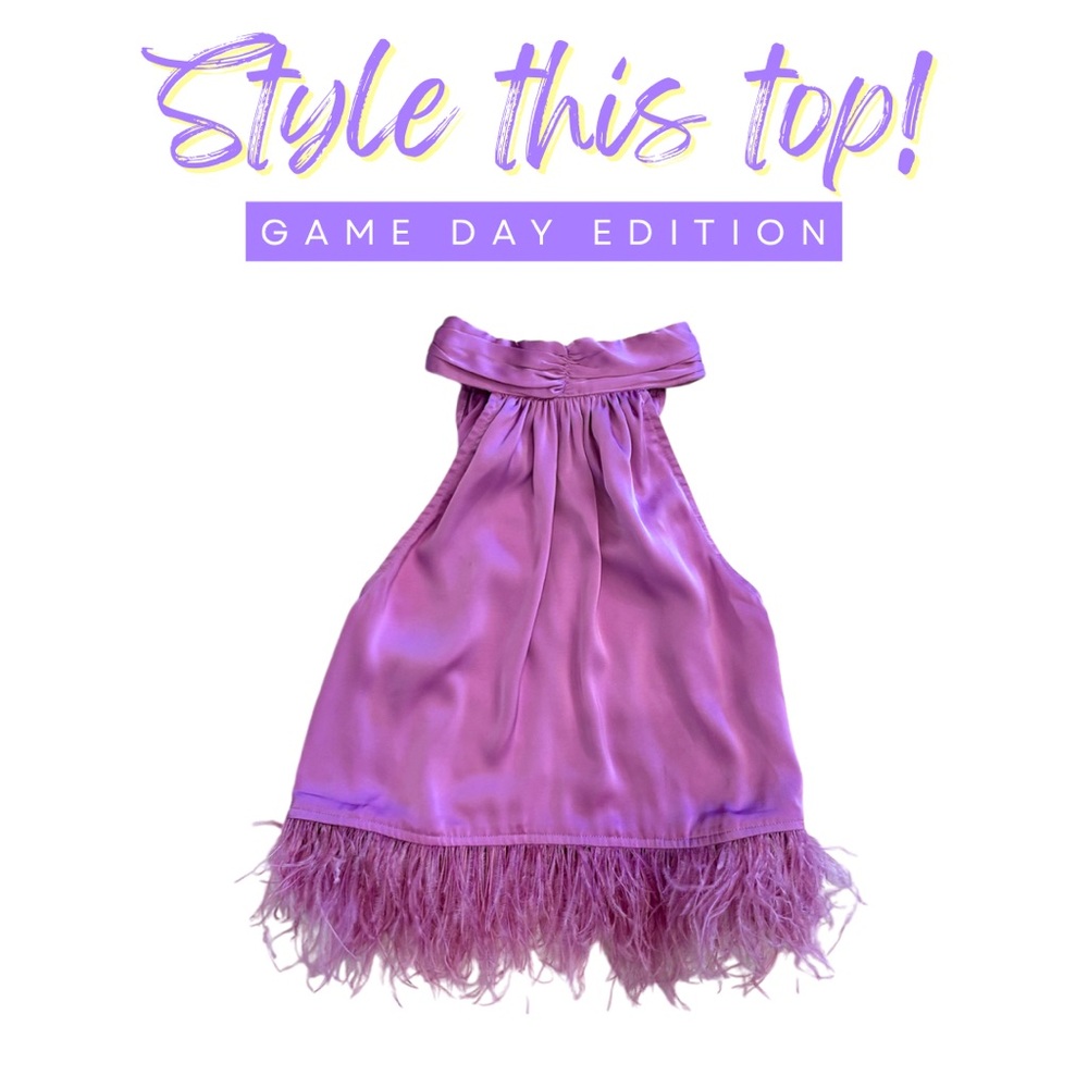 Strut and Bolt halter feather satin top size medium purple